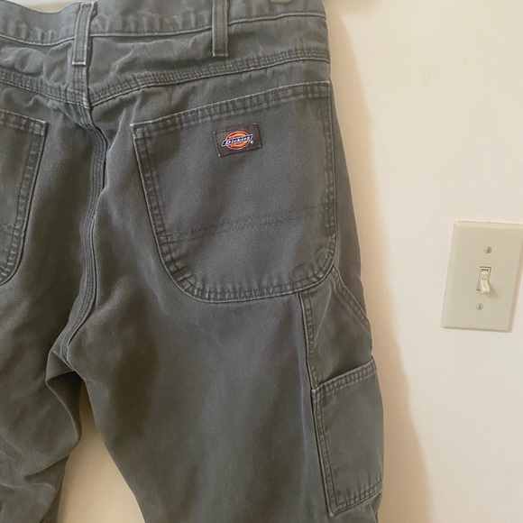 DICKIES Y2K VINTAGE OLIVE GREEN HEAVY DUTY CARGO CARPENTER WORK PANTS 34X32 - Picture 6 of 7